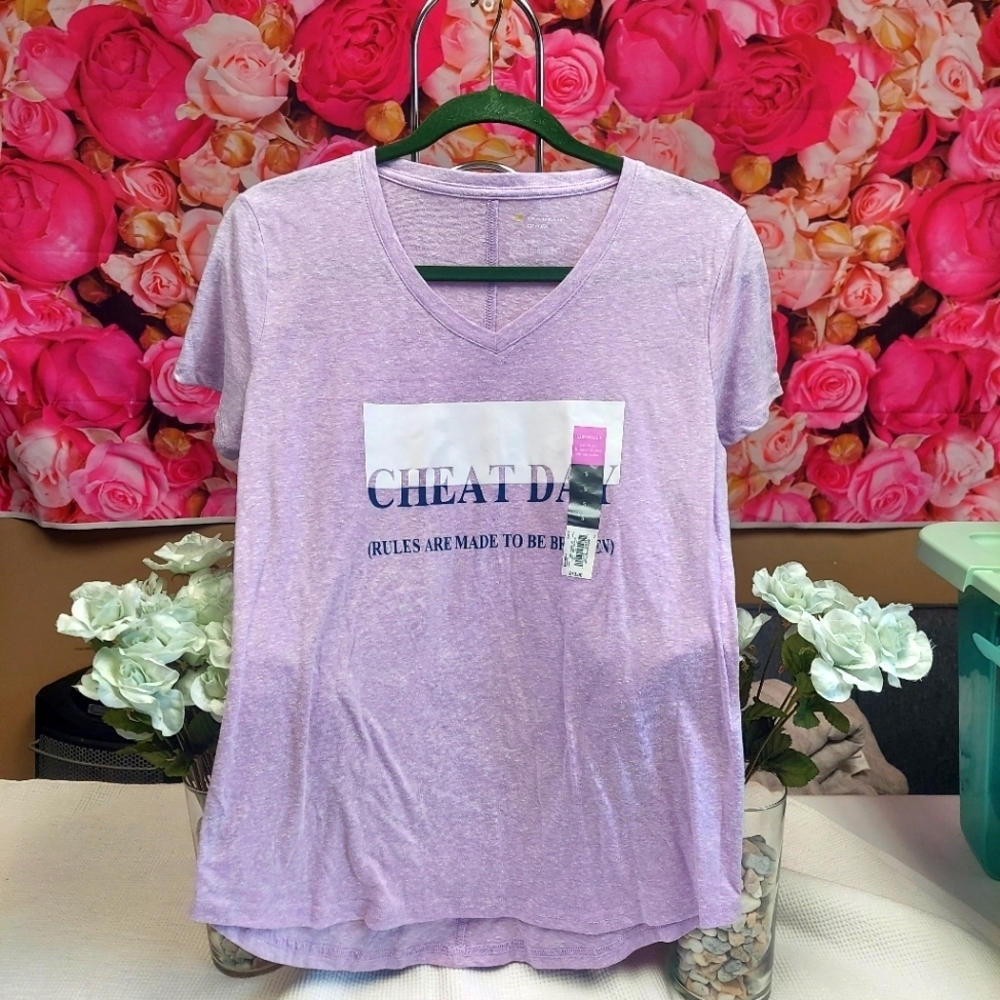 Tek Gear Women's Small Cheat Day T-Shirt (Rules Are Made To Ne Broken)